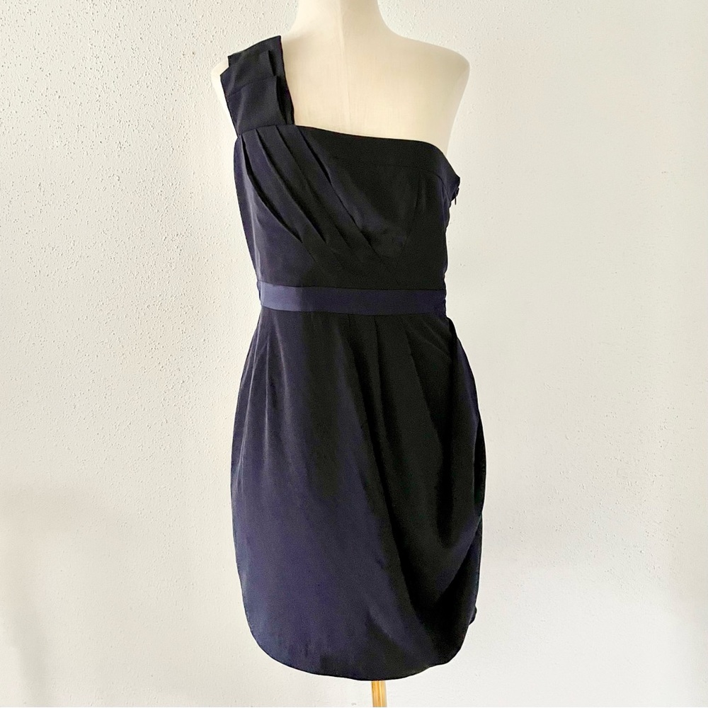 New FOREVER 21 Women's Size Medium Dark Blue One Shoulder Pleated Mini Dress M